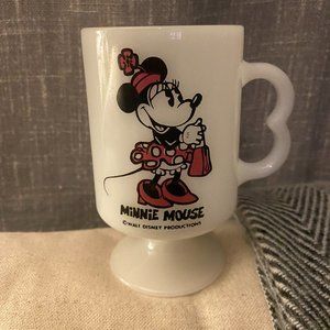 Vintage 1970's Minnie Pedestal Milk Glass Mug .